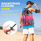 HOHOM Swim Mesh Beach Bag, Waterproof Gym Bags for Women and Men, Large Pool Bag Swimming Gear Drawstring Backpack