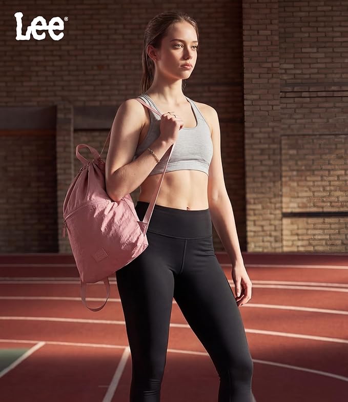 Lee Drawstring Backpack Bag Lightweight Small Gym Swim Beach Bag Water Resistant Sports Sackpack for Men Women, LEE48-002DPK