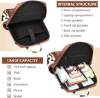 AGLOD Vegan Leather Laptop Backpack for Women 15.6 Inch Work Backpack Purse for Travel College