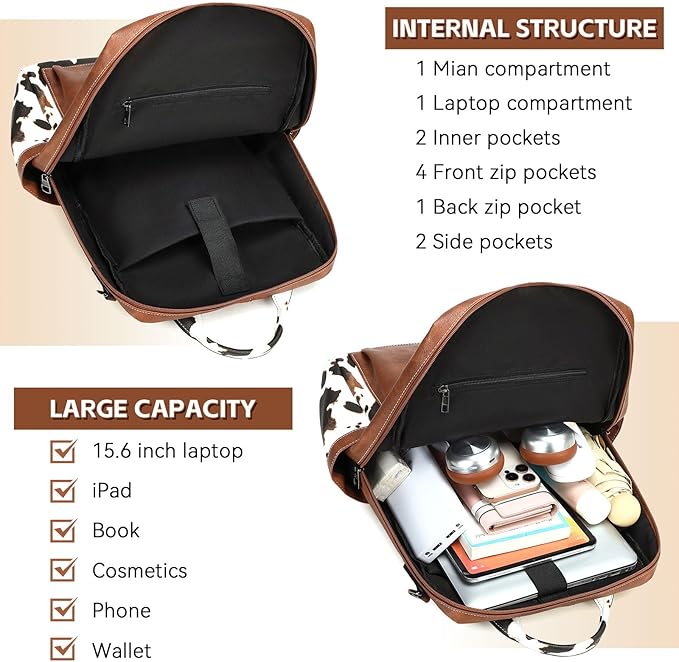 AGLOD Vegan Leather Laptop Backpack for Women 15.6 Inch Work Backpack Purse for Travel College