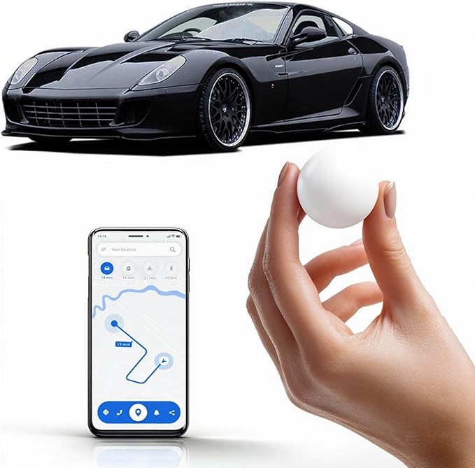 Mini GPS Tracker for Vehicles - No Monthly Fee Car Tracker with Anti-Loss, Location History & Long Battery Life, Compatible with Android ﻿ ﻿ (White)