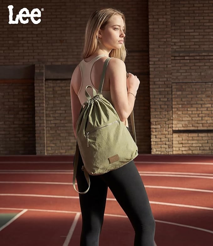 Lee Drawstring Backpack Bag Lightweight Small Gym Swim Beach Bag Water Resistant Sports Sackpack for Men Women, -LEE48-002DKH