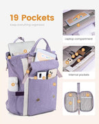 LOVEVOOK 17 Inch Backpack for Women, Laptop Bag Teacher Nurse Work Bags, Large Travel Backpack Business Computer Laptop Bag, College Backpack Stylish Daypack, Light Purple