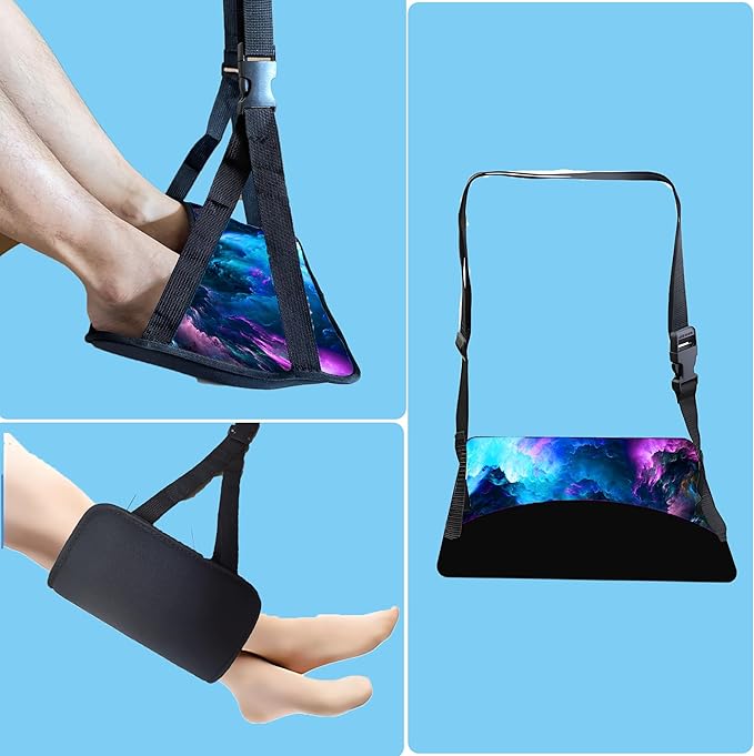 Foot Hammock for Plane Travel Essentials Relax Your Foot Rest for Airplane Gadgets Adustable Airplane Travel Accessories for Flight Essentials (Starry Sky)