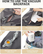 coofay Vacuum Backpack Travel with Pump Vacpack Travel Backpack with Vacuum System Mochila de Viaje Compresion al Vacio Easyvacpack Airbag Backpacks for Traveling Carry on Luggage
