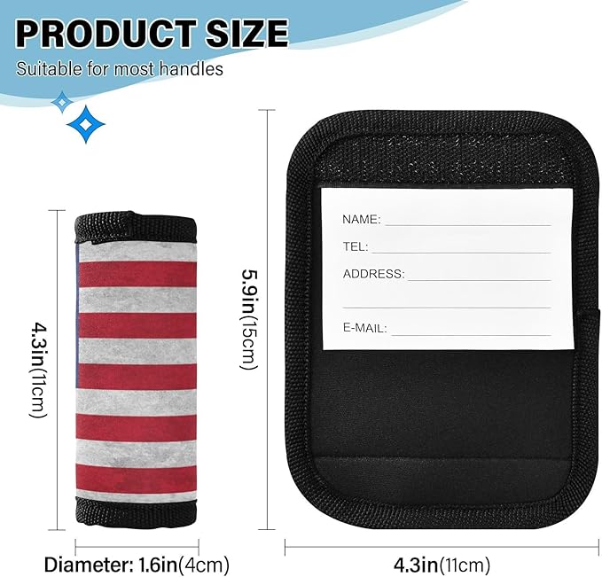 4Pcs Luggage Handle Wrap Suitcase Identifier Handle Covers Tags Soft Travel Bags Luggage Handle Gripper Accessories for Airplane Flying USA Flag