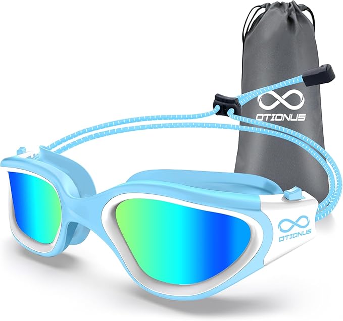 Swim Goggles, Polarized Adult Swimming Goggles Bungee Strap No Hair Pulling Anti-fog Pool Goggles for Men Women