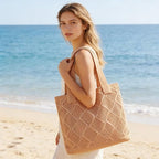COOKOOKY Crochet Beach Tote bag Summer Beach Bag for Women Aesthetic Mesh Tote Bag Hippie Bag Knit Bag