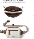 LATMAP 3L TRIPLE ZIP Fanny Packs Belt Bag For Women Men Crossbody Waist Pack Sling Chest Bum Travel Bag Purse Faux Leather Fashion Cute Beige