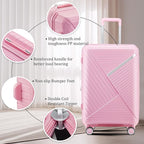 4 Piece Luggage Set, Hardside Expandable Lightweight Suitcase with 360° Mute Spinner Wheels Luggage Sets, TSA Lock, 14/20/24/28 Inch Travel Luggage for Men, Women and Girls (Pink)