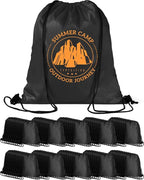 Lzerking 100 Pcs Black Drawstring Backpack Bulk for DIY Project, 13.4x16.5 Inches Waterproof Drawstring Bags for Outdoor Activities, Team, Family, Homeless, Gift