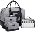 Wogarl 4PCS Weekender Bags for Women Large Overnight Weekend Travel Duffel Carry on Shoulder with Shoe Compartment Canvas Toiletry Bag for Travel Business Gym