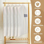 Aliceset 6 Pcs 43 Inches Cotton Garment Bags for Hanging Clothes Canvas Suit Bags for Clothes Coats Jackets Shirts Closet Storage Travel Gusseted Hanging Garment Cover