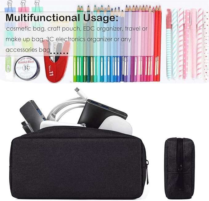 CAAORDKSO Travel Cable Organizer Pouch Electronic Accessories Carry Case Water Resistant Accessories Organizer Pouch Bag for Cable, Cord, Charger, Phone, Power Bank, Earphone (Big-Black)