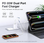 2-Pack Type C Charger Adapter, 20W Multiport Fast Charge Power Brick Cube for iPhone 16/17, iPad, iPod, Samsung Galaxy, Motorola, PS5, Huawei, HTC, LG, Nokia, QC+PD 3.0 USBA Box Wall Plug