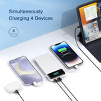 Portable Charger with Built in Cables and Wall Plug, 13800mAh USB C Fast Charging Power Bank for Travel Essentials, LED Display Battery Pack Compatible with iPhones, iPad, Samsung More Devices(White)