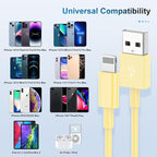 3 Pack Apple MFi Certified Charger Cable 3ft, Lightning to USB Cable Cord 3 Foot, 2.4A Fast Charging,Apple Phone Long Chargers for iPhone 13/12/11/11Pro/11Max/ X/XS/XR/XS Max/8/7/6 Yellow
