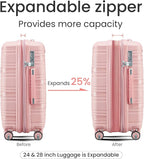 4 Piece Luggage Set, Hardside Expandable Lightweight Suitcase with 360° Mute Spinner Wheels Luggage Sets, TSA Lock, 14/20/24/28 Inch Travel Luggage for Men, Women and Girls (Pink 3)