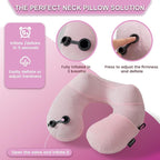 Keemall Inflatable Travel Pillow, Premium Soft Pink Velvet Neck Pillow, Washable Lightweight Portable Travel Essentials for Flight Road Trip Camping Office, Ideal Travel Gift for Women Girls