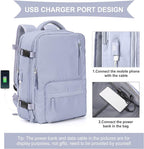 WONHOX Large Travel Backpack Women, Carry On Backpack, Hiking Backpack Waterproof Outdoor Sports Rucksack Casual Daypack with USB Charging Port Shoes Compartment, Taro Purple