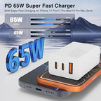 65W Super Fast Charging USB C for iPhone 17 16 Pro Max,3 Port 100W USB C Charger Block & 3/6/6/10FT Braided Type C Cord for iPhone 17 16 Pro,iPhone 15 Pro Max,for Samsung S26 Ultra/MacBook Air-Pink