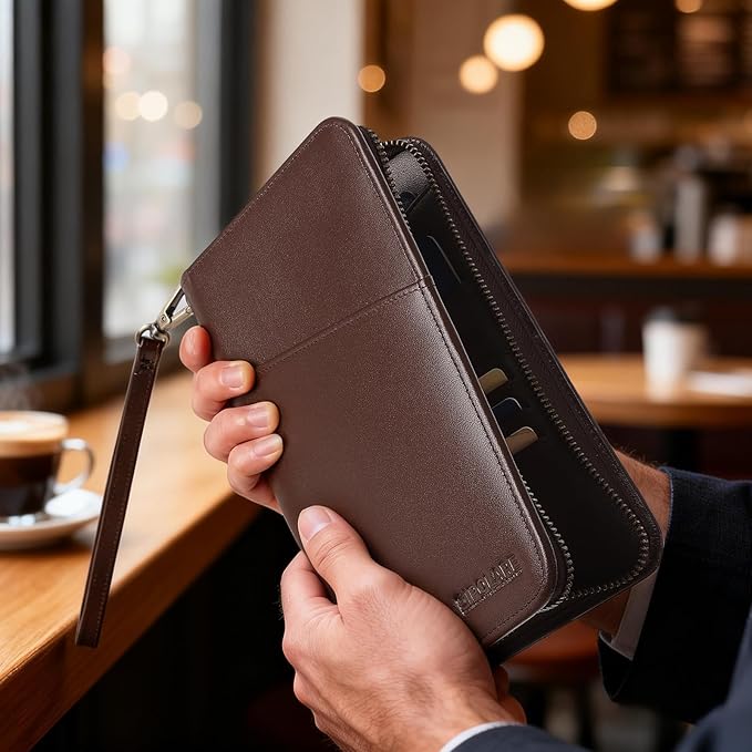 Polare Full Grain Leather Passport Holder Cover Case for Men and Women RFID Blocking Family Travel Wallet Holds 6 Passports