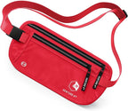 VENTURE 4TH Money Belt for Travel – Slim Hidden Under-Clothes RFID Blocking Anti-Theft Passport Holder & Travel Wallet Pouch for Men & Women to Protect Cash, Cards & Documents (Red)