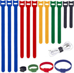 MVYC 200PCS Reusable Cable Ties Wire Ties Cord Organizer Cable Organizer Adjustable Cable Management 4+6+8+10 inch 5 Colors