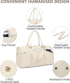 Women Weekender Travel Duffle Bag: Travel Duffel Overnight Bags with Shoe Compartment Large Carry on Tote with Toiletry Bag Weekend Traveling Yoga Gym Hospital Bag for Women with Wet Pocket Beige