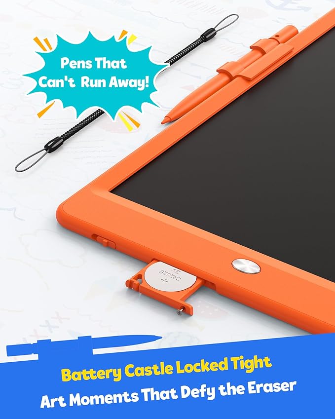 TEKFUN LCD Writing Tablet for Kids, 10-inch Coloring Drawing Pad, Mess Free Doodle Board, Airplane Travel Toys for Boys and Toddlers, Gifts for 3 4 5 6 7 8 Year Old Girls(Orange)