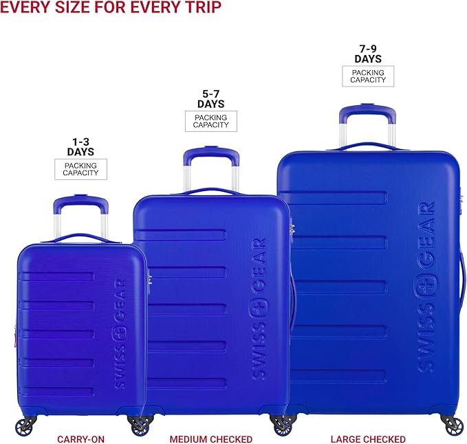 SwissGear 7366 Signature Hardside Expandable Luggage with Spinner Wheels, TSA Lock, Cup-Holder, Cobalt, 3-Piece Set (19/23/27)