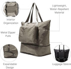 Baggallini Carryall Expandable Lightweight Travel Tote 22" Packable Folding Compact Nylon Washable Weekender w/Luggage Sleeve