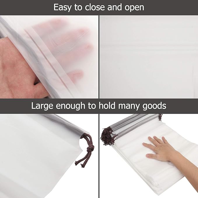 150 Pack Shoe Bags for Travel - 15.7" x 11.7" Large Clear Drawstring Bags - Waterproof Shoe Storage Dust Bags for Packing, Organization, Traveling