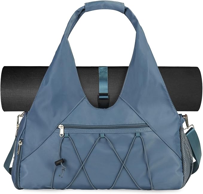 Forestfish Gym Bag For Women With Yoga Mat Holder & Shoe Compartment & Wet Dry Storage Pocket & Adjustable Strap