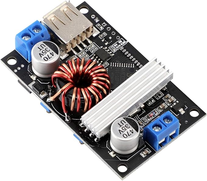 DROK Adjustable Voltage Regulator, DC Buck Boost Converter 6-30V to 0.5-30V 4A 60W 5V 24V Voltage Converter, 12V Power Supply Step Up Step Down Transformer with USB Port Case LCD Display Volt Amp