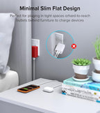 [2-Pack] Flat USB C Wall Charger,40W Fast USB C Charger Block,4-Port PD Power Adapter +QC Wall Plug Multiport Type C Charging Block Cube Compatible with iPhone 17 16 15 14 13 12 Pro Max XR XS 8 7(Red)