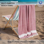 Cotton Turkish Beach Towel with Towels Oversized 36"x72" Pool Absorbent Extra Large Quick Dry Sand Travel Towel (Tomato Red, 4 Pack)