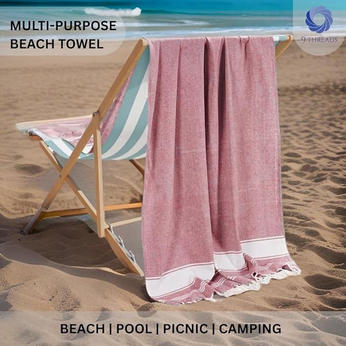 Cotton Turkish Beach Towel with Towels Oversized 36"x72" Pool Absorbent Extra Large Quick Dry Sand Travel Towel (Tomato Red, 2 Pack)