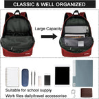 SUPACOOL Casual Laptop Backpack for Men and Women, Backpack with USB Charging Port(Garnet set)