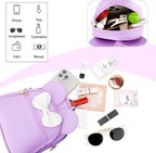KKXIU Girls Initial Bowknot Cute Mini Backpack for Toddler, Travel Small Girl Backpacks, Personalized Birthday Gifts for Little Girls and Kids(Purple)