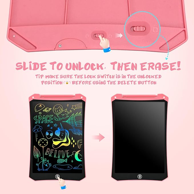 EooCoo Toddler Toys, LCD Writing Tablet for Kids 2 Pack, Kids Travel Essentials Drawing Pads, Toddler No Mess Coloring Sensory Educational Learning Toys, Age 3-5 Boys Girls Gifts - 10 Inch