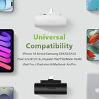 Miady 2-Pack 5000mAh Mini Portable Charger with Built-in Type C Connector, 5V 2.4A USB-C Output Fast Charging Small Power Bank Compatible with iPhone 17/16 Galaxy S24/S22 iPad (2 Black)