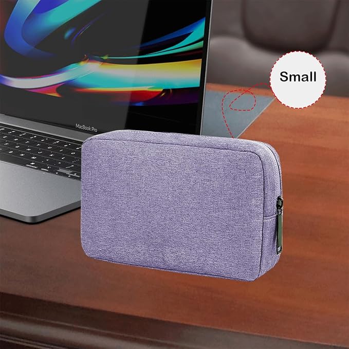 CAAORDKSO Small Cable Organizer Bag, Charger Organizer Case Pouch Travel Bag, Waterproof Electronics Accessories Case for USB, Cable, Cord, Charger, Phone, Power Bank, Earphone (Small-Purple)