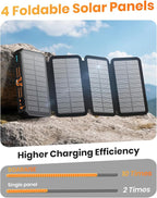 SOARAISE Solar Charger Power Bank - 48000mAh Wireless Portable Charger Built-in 4 Cables and 4 Solar Panels, PD QC 3.0 Fast Charging USB C Battery Pack with Flashlight for Camping Travel