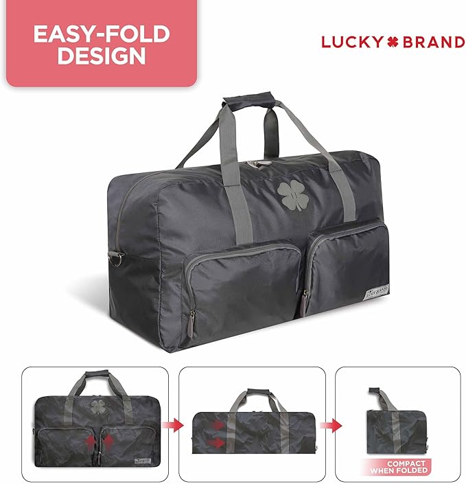 Lucky Travel Duffel Bags 115L, Gym Bag, Travel Bag & Large Duffle Bag for Men, Foldable Overnight Weekender Bags for Women & Men with Adjustable Shoulder Strap, Charcoal