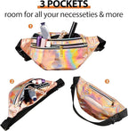 Frienda 2 Pieces Holographic Fanny Pack for Women Colorful Sport Waist Bag Pack