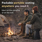 Telescoping Folding Camping Stool, Portable Adjustable Height Outdoor Chair, 1-Second Setup, Compact Lightweight for Camping, Fishing, Hiking (Black)