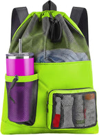 HOHOM Swim Mesh Beach Bag, Waterproof Gym Bags for Women and Men, Large Pool Bag Swimming Gear Drawstring Backpack