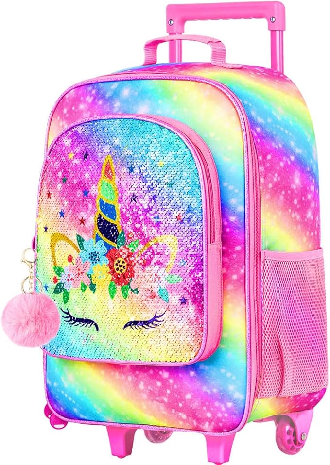 WZLVO Kids Luggage for Boys and Girls, Cute Dinosaur Unicorn Rolling Wheels Suitcase for Toddler Children