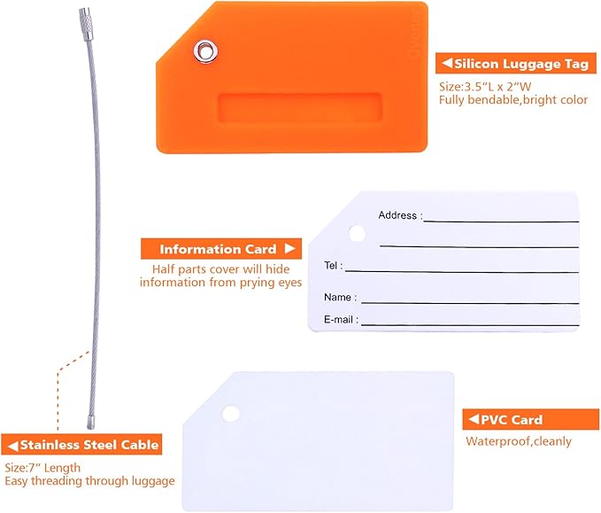 Silicone Luggage Tag with Name ID Card Perfect to Quickly Spot Luggage Suitcase